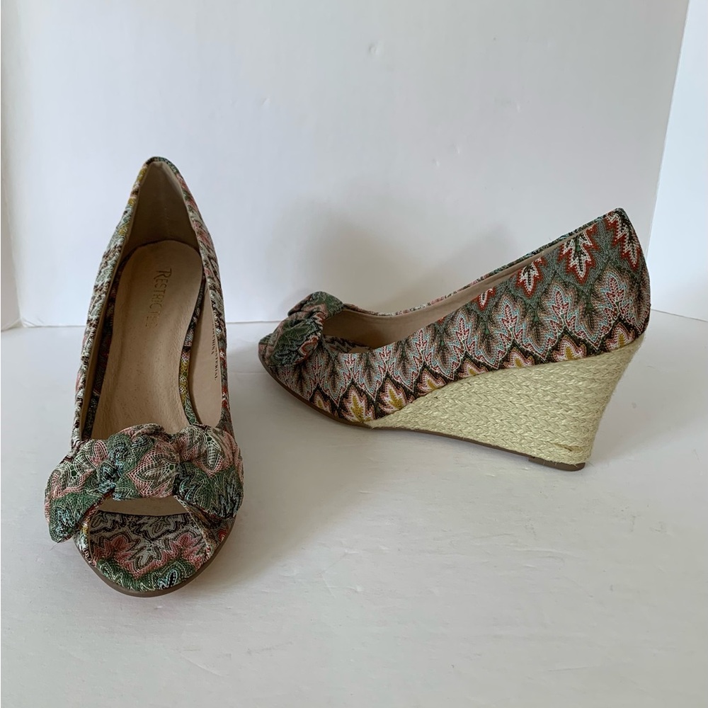 Restricted Peppermint Peep Toe Wedge Bow
